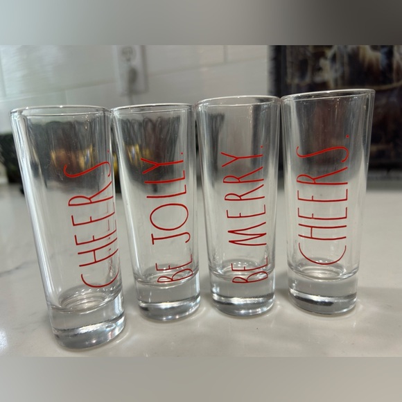 Rae Dunn set of 4 christmas double tall shot glasses - Picture 3 of 3